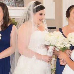 David’s Bridal size 14 wedding dress with veil